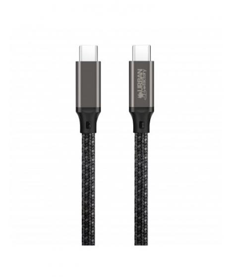 Urban Factory Cable USB-C Macho a USB-C Macho de 2m E-Mark 100W - 10Gbps - Color Gris Oscuro