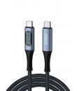 Urban Factory Ledee Cable USB-C Macho a USB-C Macho 48V/5A - 1.5m - 240W E-Marker - 40Gbps - 8K a 60Hz - Pantalla LCD - Color Gr