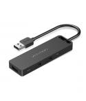 Vention HUB 6 en 1 USB-A a 3xUSB 2.0/SD/TF/Micro-B - 0.15m - Color Negro