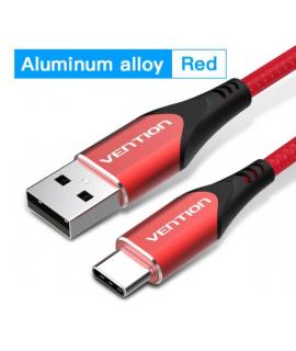 Vention Cable USB-C 2.0 a USB-A 3A 60W - 2m - Trenzado - Color Rojo