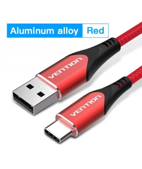 Vention Cable USB-C 2.0 a USB-A 3A 60W - 2m - Trenzado - Color Rojo
