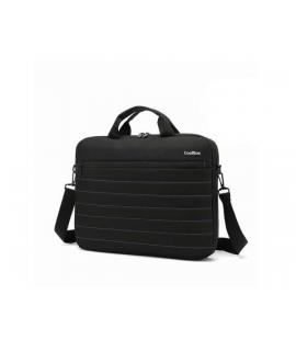 CoolBox Maletin para Portatil hasta 14" - Compartimento Principal Acolchado - Tejido Impermeable - Color Negro