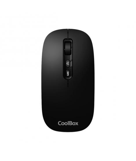 Coolbox W02 Raton Inalambrico - Bluetooth y RF 2.4GHz - Super Ligero - Boton Acceso Copilot - Recargable Por USB-C - DPI Ajustab