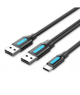 Vention Cable USB-C a 2xUSB-A 2.0 3A - 1m - Color Negro