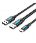 Vention Cable USB-C a 2xUSB-A 2.0 3A - 1m - Color Negro
