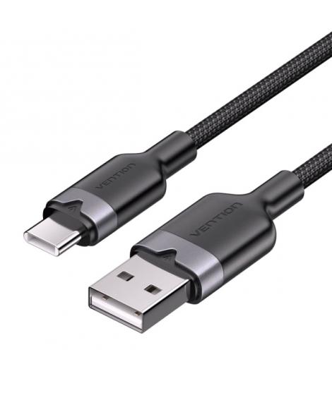Vention Cable USB-C 2.0 a USB-A 3A 60W - 1m - Trenzado - Color Negro