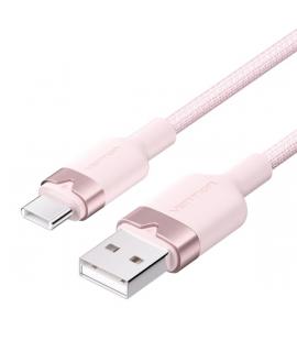 Vention Cable USB-C 2.0 a USB-A 3A 60W - 1m - Trenzado - Color Rosa