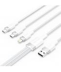 Vention Cable USB-A 2.0 a USB-C, Lightning, Micro-B 3A - 1.5m - Trenzado - Color Blanco