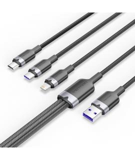 Vention Cable USB-A 2.0 a USB-C, Lightning, Micro-B 6A - 1.5m - Trenzado - Color Negro