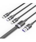 Vention Cable USB-A 2.0 a USB-C, Lightning, Micro-B 6A - 1.5m - Trenzado - Color Negro