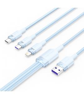 Vention Cable USB-A 2.0 a USB-C, Lightning, Micro-B 6A - 1.5m - Trenzado - Color Azul