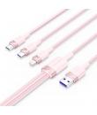 Vention Cable USB-A 2.0 a USB-C, Lightning, Micro-B 6A - 1.5m - Trenzado - Color Rosa