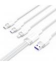 Vention Cable USB-A 2.0 a USB-C, Lightning, Micro-B 6A - 1.5m - Trenzado - Color Blanco