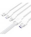 Vention Cable USB-A 2.0 a USB-C, Lightning, Micro-B 6A - 1.5m - Trenzado - Color Blanco