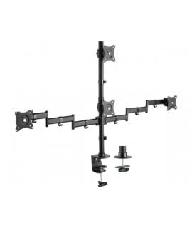 Aisens Soporte de Mesa Eco Giratorio e Inclinable para 4 Monitores 10Kg (4 Pivotes - 2 Brazos) de 13-27" - Color Negro