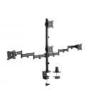 Aisens Soporte de Mesa Eco Giratorio e Inclinable para 4 Monitores 10Kg (4 Pivotes - 2 Brazos) de 13-27" - Color Negro