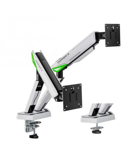 Aisens Soporte de Mesa Gaming Contrapeso Giratorio e Inclinable Para Monitor-TV 16kg - 3 Pivotes - 2 Brazos - 17"-38" - Color Bl