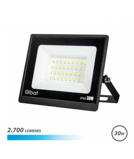 Elbat Foco LED Serie Super Slim 30W - 2700 Lumenes - 6500K Luz Fria - IP65 Para Uso en Exterior