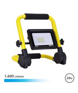 Elbat Foco LED con Soporte Plegable 20W - 1600 Lumenes - 6500K Luz Fria - Cable de 1.50m - IP65 para Uso en Exterior