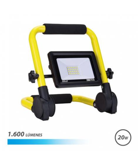 Elbat Foco LED con Soporte Plegable 20W - 1600 Lumenes - 6500K Luz Fria - Cable de 1.50m - IP65 para Uso en Exterior