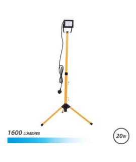 Elbat Foco LED con Tripode 20W - 1600 Lumenes - 6500K Luz Fria - Cable de 3m - IP65 para Uso en Exterior