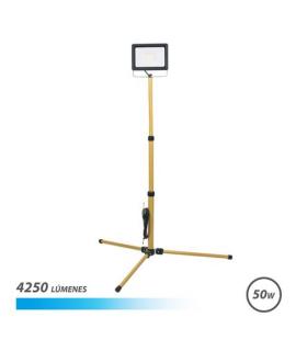 Elbat Foco LED con Tripode 50W - 4250 Lumenes - 6500K Luz Fria - Cable de 3m - IP65 para Uso en Exterior