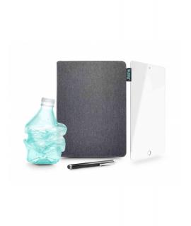 Urban Factory Greenee Pack Funda, Lapiz y Cristal Templado para Ipad - 7ª, 8ª y 9ª Generacion - 10.2" - Ecologico - Color Gris