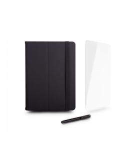 Urban Factory Cyclee Pack Funda, Lapiz y Cristal Templado Universal para Tablet de 10.5" - Fabricada en PU Reciclado - Color Neg