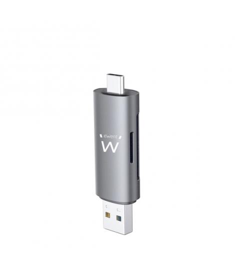 Ewent EW1075 Lector de Tarjetas Compacto USB 3.2 Gen1 (USB 3.0) con Conector USB C y USB A
