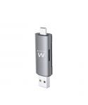 Ewent EW1075 Lector de Tarjetas Compacto USB 3.2 Gen1 (USB 3.0) con Conector USB C y USB A