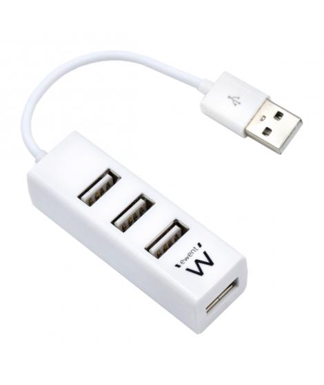 Ewent EW1122 Mini-Hub 4 Puertos USB 2.0 - Cable 12cm - Color Blanco