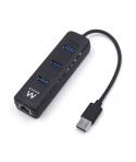 Ewent EW1140 Hub 3Puertos USB3.2 - Puerto de Red Gigabit - Color Negro