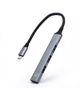 Ewent EW1145 Hub USB Tipo C - 1 Puerto USB 3.2 y 3 Puertos USB 2.0 - Diseño Compacto - Color Plata