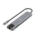 Ewent USB-C Dock 8 en 1 - HDMI 4K - PD 87W - USB-C - 2xUSB-A - LAN - Lector de tarjetas - Color Plata