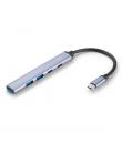 Ewent EW1149 Hub 5 Puertos - 1x USB-A 3.2 Gen1, 2x USB 2.0, 1x USB-C, 1x USB-C PD - Cable 15cm - Color Plata