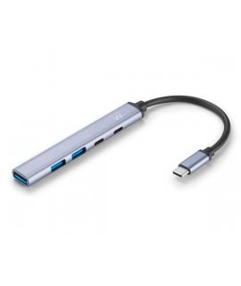 Ewent EW1149 Hub 5 Puertos - 1x USB-A 3.2 Gen1, 2x USB 2.0, 1x USB-C, 1x USB-C PD - Cable 15cm - Color Plata
