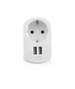 Ewent Cargador de Pared 2xUSB-A + Toma de Corriente - 17W - Color Blanco