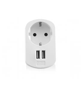 Ewent Cargador de Pared 2xUSB-A + Toma de Corriente - 17W - Color Blanco