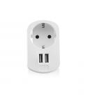 Ewent Cargador de Pared 2xUSB-A + Toma de Corriente - 17W - Color Blanco