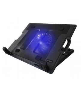 Ewent Soporte para Portatil - Ventilador Grande Silencioso hasta 17" - 2 Puertos USB - Color Negro
