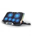 Ewent Soporte para Portatil hasta 15.6" - 6 Ventiladores Silenciosos - 6 Velocidades - RGB Led - Color Negro