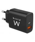 Ewent Cargador de Pared USB-C/PD + USB-A/QC 20W - Color Negro