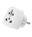 Ewent EW1480 Adaptador de Viaje Universal - USA, UK, AUS y Europa a Schuko - Color Blanco