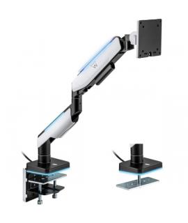 Ewent Soporte de Mesa RGB para Monitor/TV - Giratorio e Inclinable - Iluminacion RGB - Acero y Aluminio - Compatible Vesa - Carg