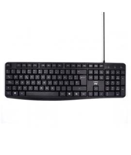 Ewent Teclado con Cable de Oficina - 104 Teclas - Cable USB-A de 1.35m - Color Negro