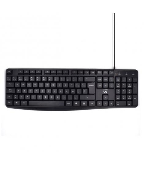 Ewent Teclado con Cable de Oficina - 104 Teclas - Cable USB-A de 1.35m - Color Negro