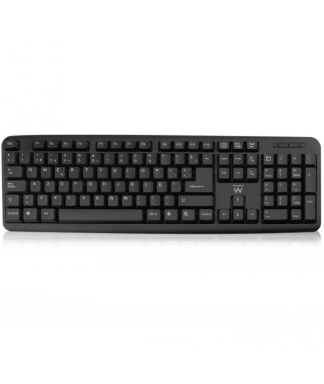 Ewent Teclado con Cable - Diseño Slim - Cable USB-A de 1.35m - Color Negro