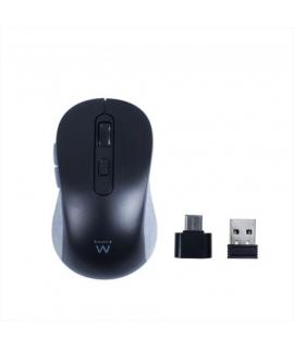 Ewent EW3204 Raton Inalambrico USB 1600dpi - 6 Botones - Receptor USB-A y USB-C - Uso Ambidiestro - Color Negro/Gris