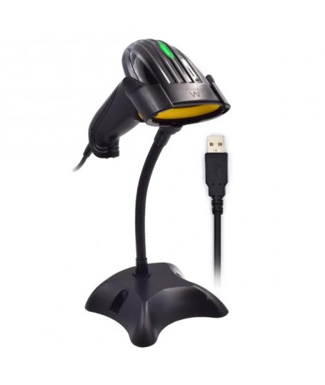 Ewent EW3400 Lector Codigo de Barras 1D Laser - Conector USB -150 Lecturas por segundo - Base Manos libres - Color Negro