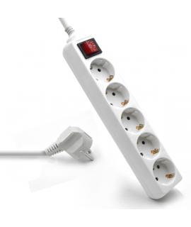 Ewent Regleta de Energia- 5 Enchufes - Version Schuko -16A con Interruptor de Encendido/Apagado - Color Blanco